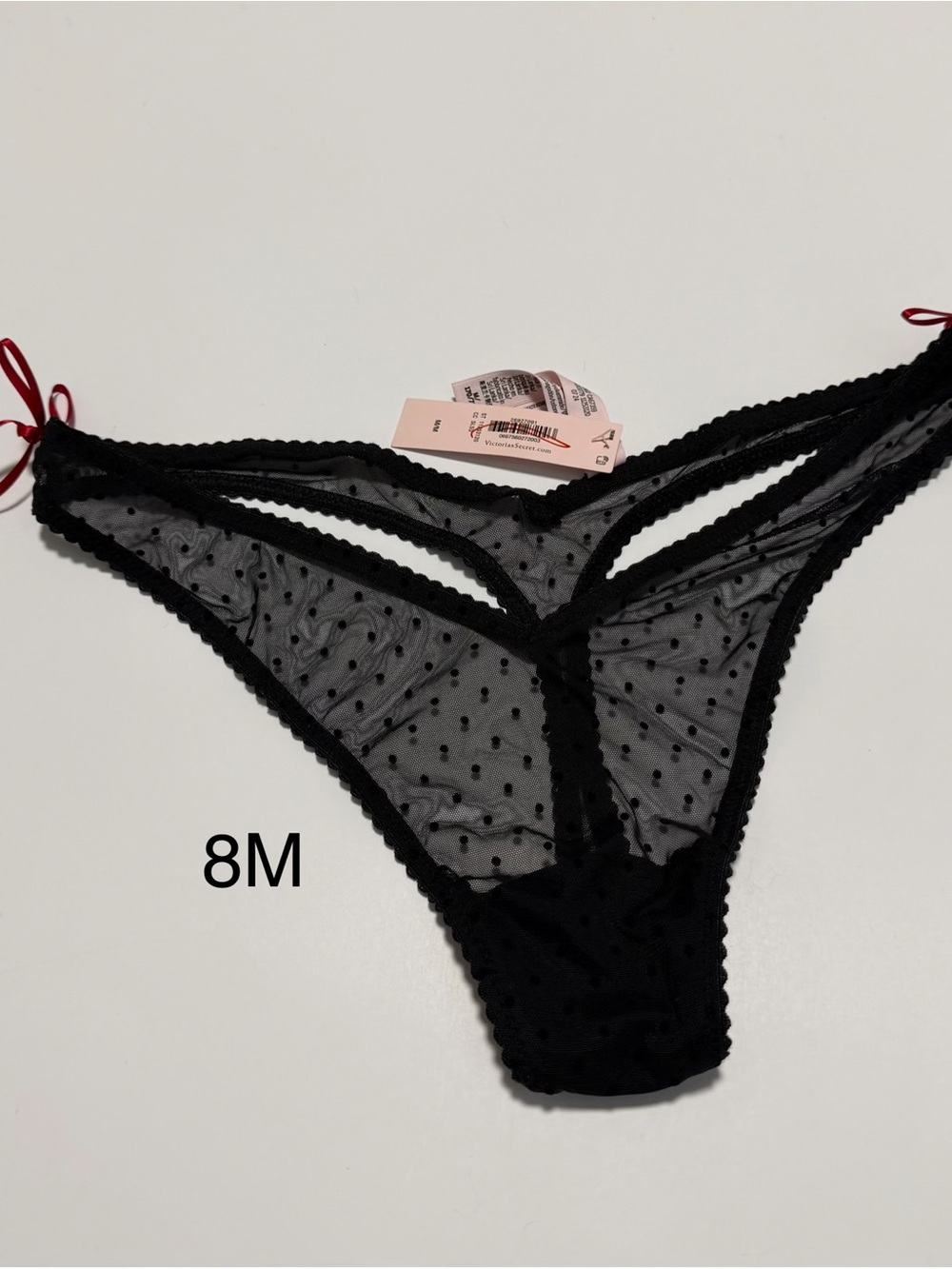 Women’s Black Sheer Dot Thong Panty - Brand